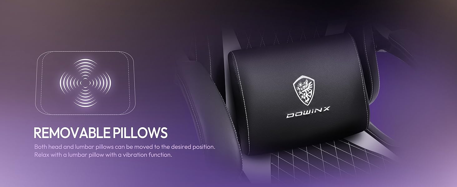 Ігровий крісло Dowinx з регульованою висотою масажного поперекового підтримання, ергономічний дизайн, м'яка мікрофібра велюр, посилене сидіння, підголовник та підніжка в комплекті, регулювання на 155°, (Білий, база)