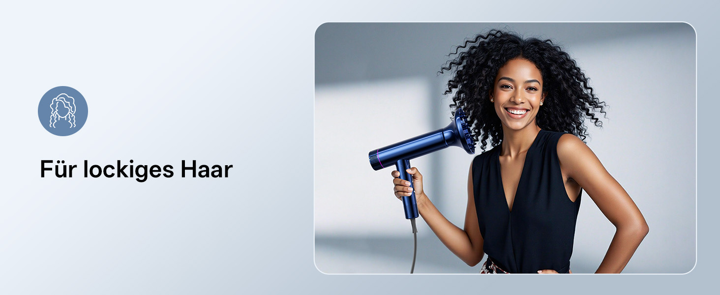 Професійний іонізаційний фен для волосся CONFU 1700W, складаний фен з магнітним диффузором та стилізуючою насадкою, низький рівень шуму, синій