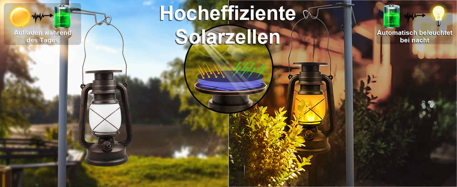 Вінтажні сонячні ліхтарі для підвішування на відкритому повітрі, 2 шт., водонепроникний світлодіодний ліхтар KINGLEAD IP65, ретро садові ліхтарі з ефектом полум'я, регульований яскравістю, ліхтар для кемпінгу, для саду, балкона, 2 упаковки