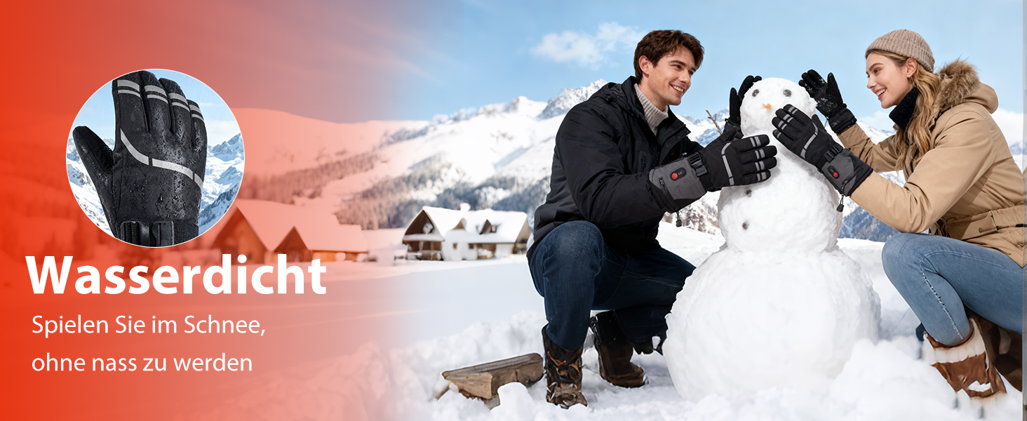 Гріючі рукавички з акумулятором 7.4V 6400mAh USB, 3 режими нагріву, водонепроникні рукавички з підігрівом для зимових видів спорту, катання на лижах, мотоциклі, велосипеді та піших прогулянок