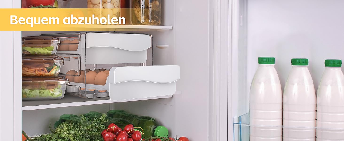 Контейнер для яєць Deecam на 40 яєць, органайзер для холодильника, прозорий, білий