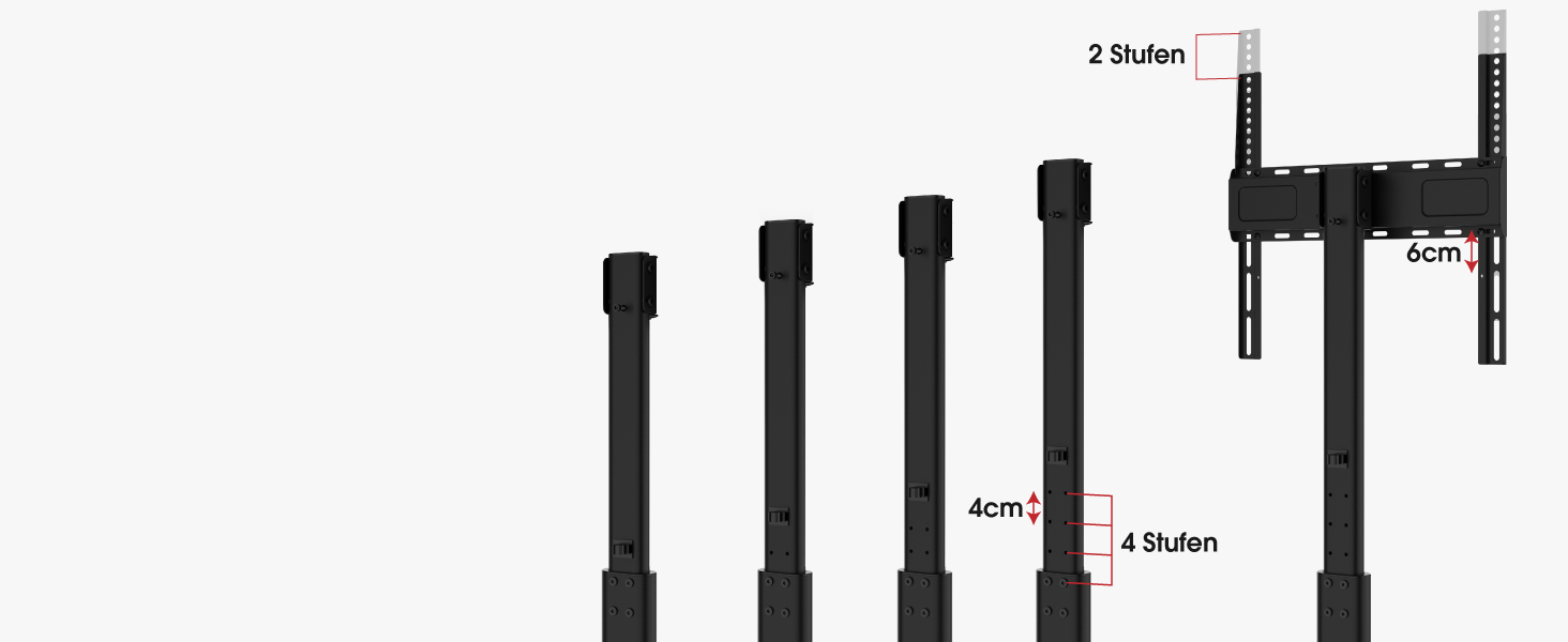 Підставка для телевізора мобільна з поличками Holz, 32-65 дюйми, чорна, VESA 400x400, до 40 кг