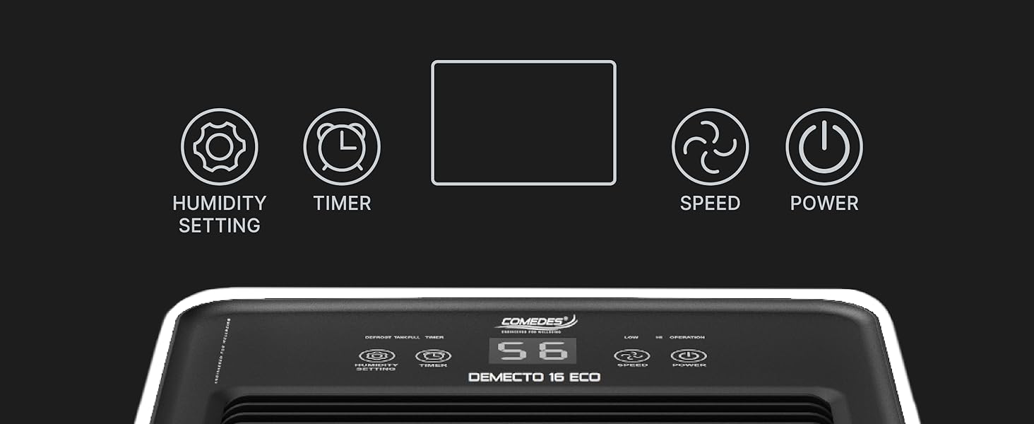 Comedes Demecto 16 eco WiFi - Потужний побутовий осушувач повітря (16 л/24 год) з Wi-Fi, для приміщень до 65 м²/150 м³, керування через додаток