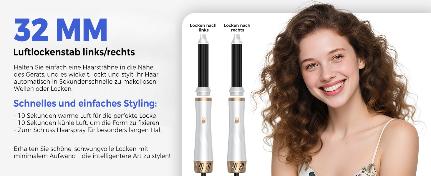 UMIGA Airstyler 5-в-1: Фен-щітка, випрямляч, плойка, об'ємна щітка для волосся 1000W, 3 режими нагріву, рожево-білий