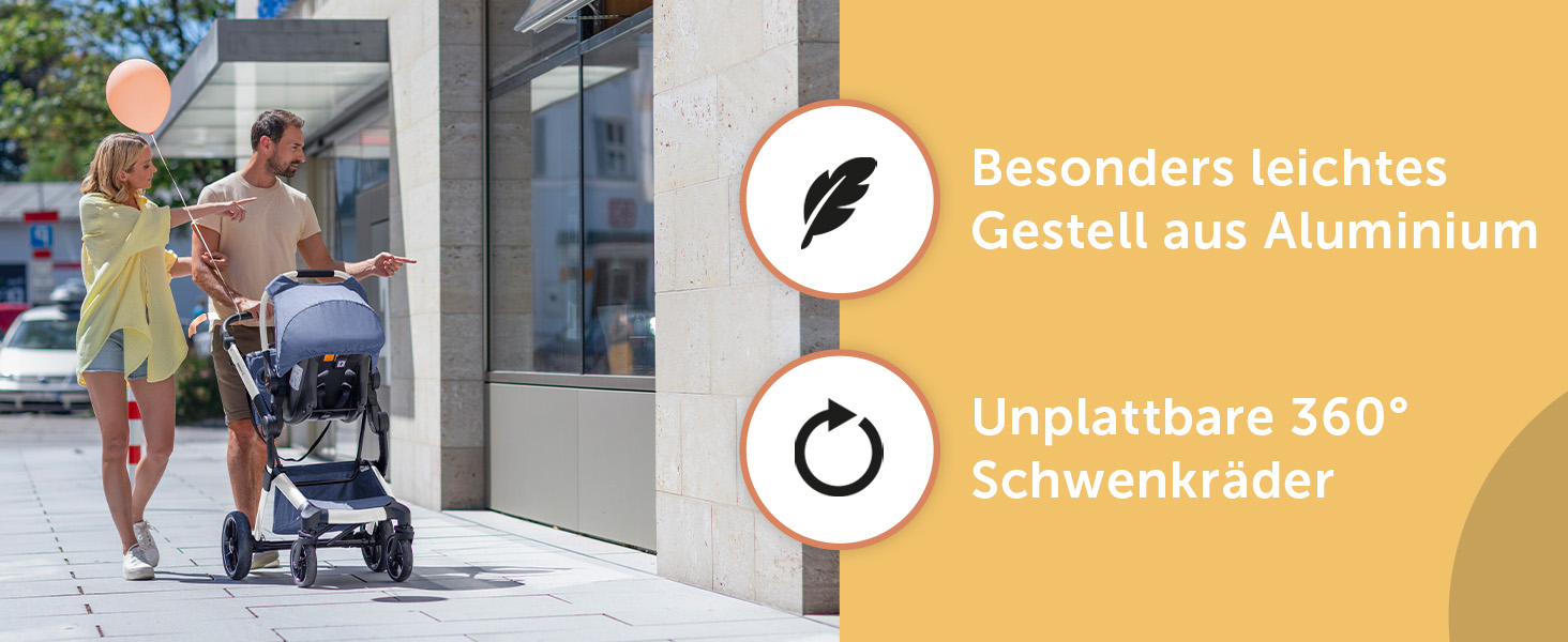 Дитяча коляска Bergsteiger Lugo 3в1 | Комплект: люлька, прогулянковий блок, автокрісло | Isofix база (синій)