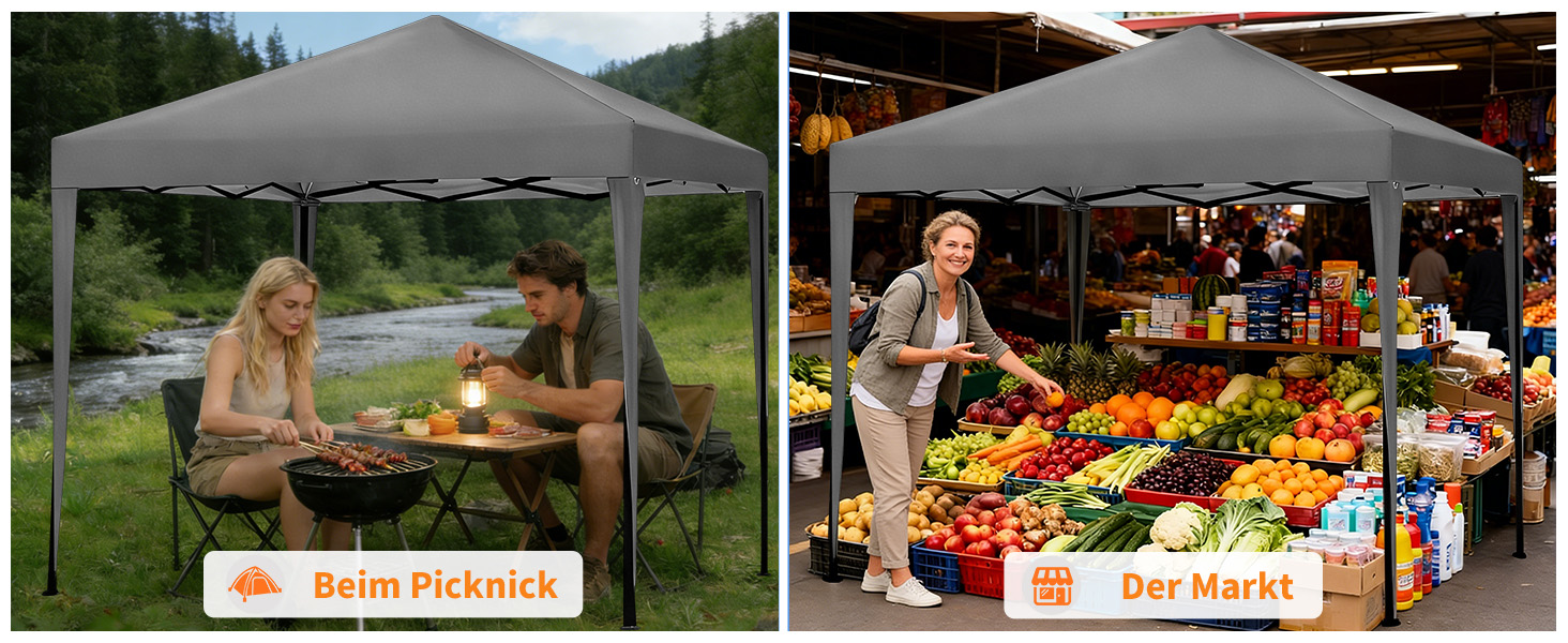 Павільйон 3x3 з 4 стінками, розкладний, стабільний, з сумкою для перенесення, зимостійкий, захист від сонця UV 50+, регульована висота, для вечірок, саду, відпочинку на природі, сірий