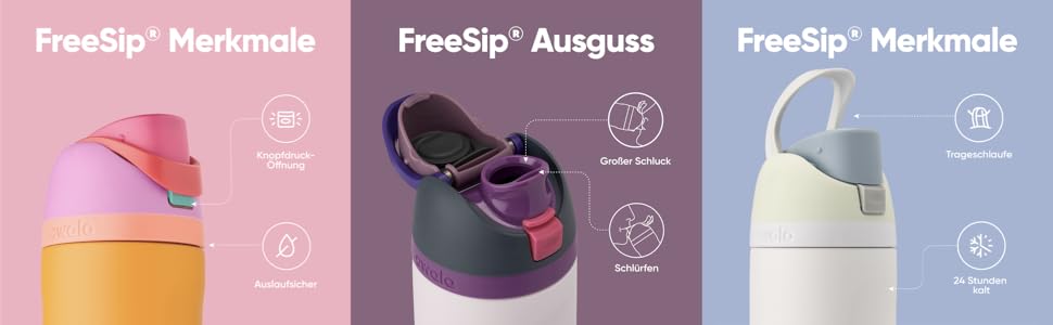 Термопляшка Owala FreeSip зі сталі та соломинкою, 710 мл, Iced Breeze — ізольована, без BPA, для спорту, фітнесу та подорожей