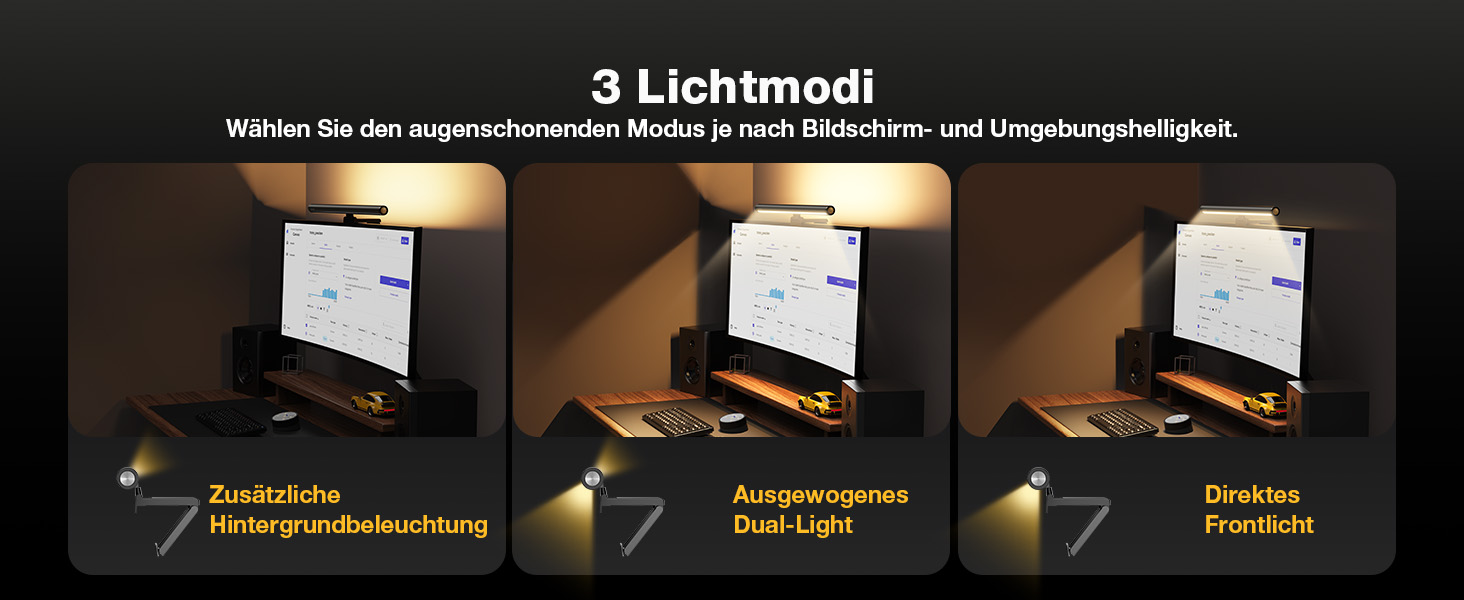 Світлодіодна лампа-панель Douxlife для монітора з підсвічуванням, USB офісна лампа з сенсорним керуванням та пультом, 42 см, регульована яскравість/колірна температура, Screenbar для ПК, чорний