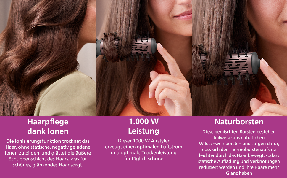 Philips AirStyler Serie 5000 BHA530/00: Фен-стайлер з 5 насадками (обертова щітка в комплекті)