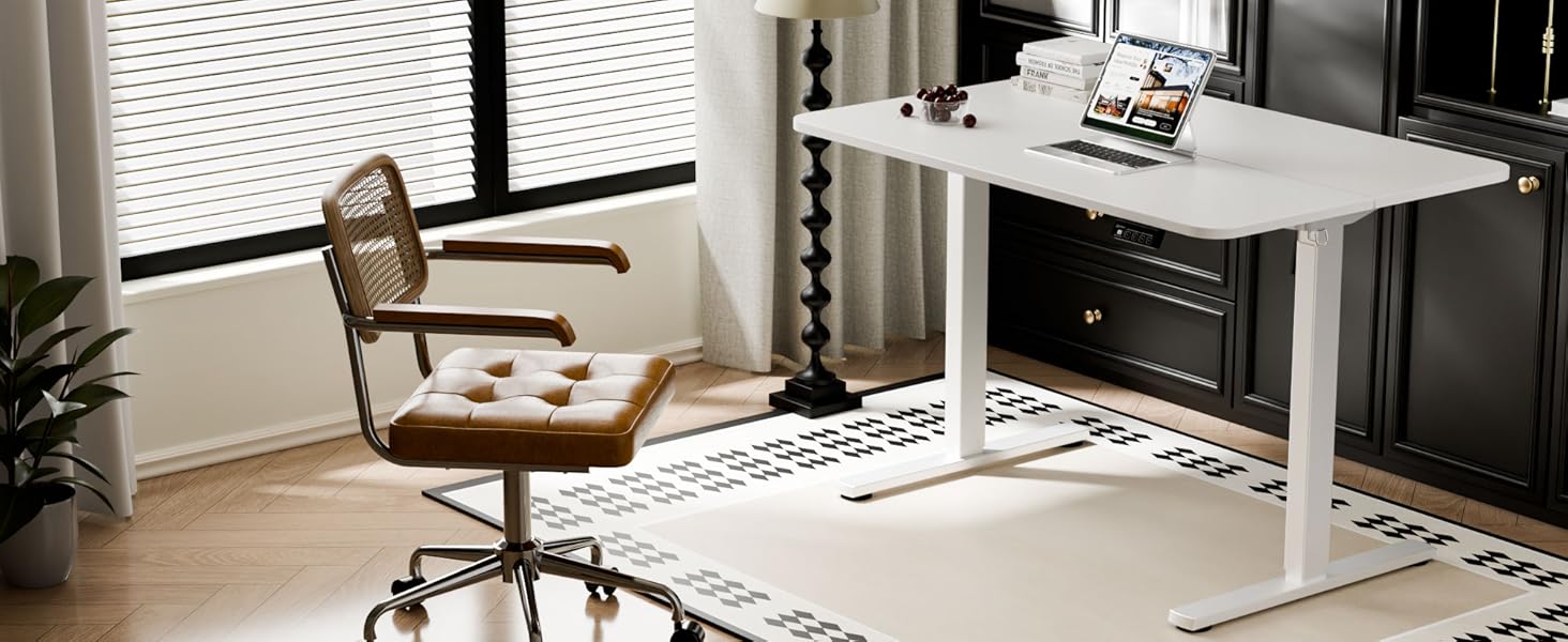 Ергомейкер: Регульований за висотою стіл-підйомник з пам'яттю та плавним запуском/зупинкою, 2-х секційний телескопічний електричний стіл-підйомник (чорний). Одномоторне стійке підйомне шасі.