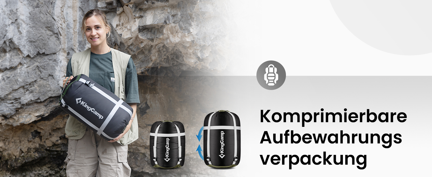 Спальний мішок KingCamp XXL з бавовняного фланелі для дорослих, класичний сірий, 220x100 см