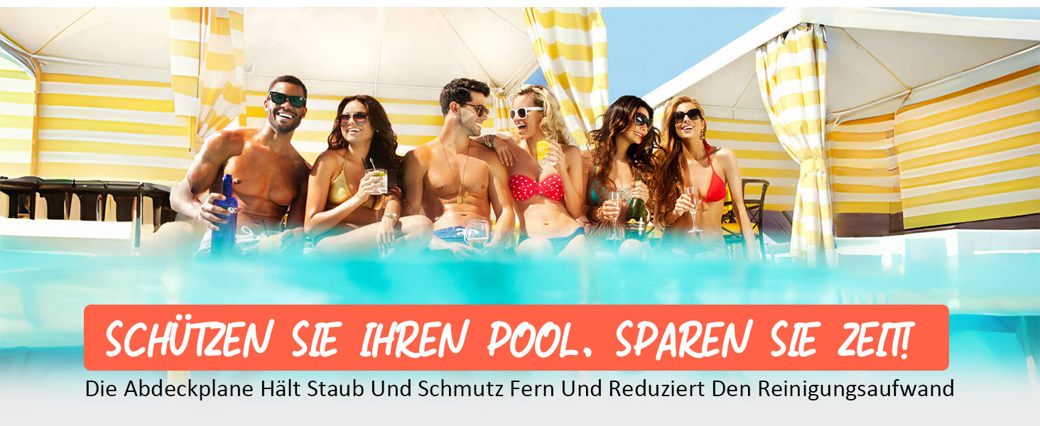 Кругле покривало для басейну Poolabdeckung 420D Ø310 см для басейнів Ø260-305 см, водонепроникний захисний тент з люверсами