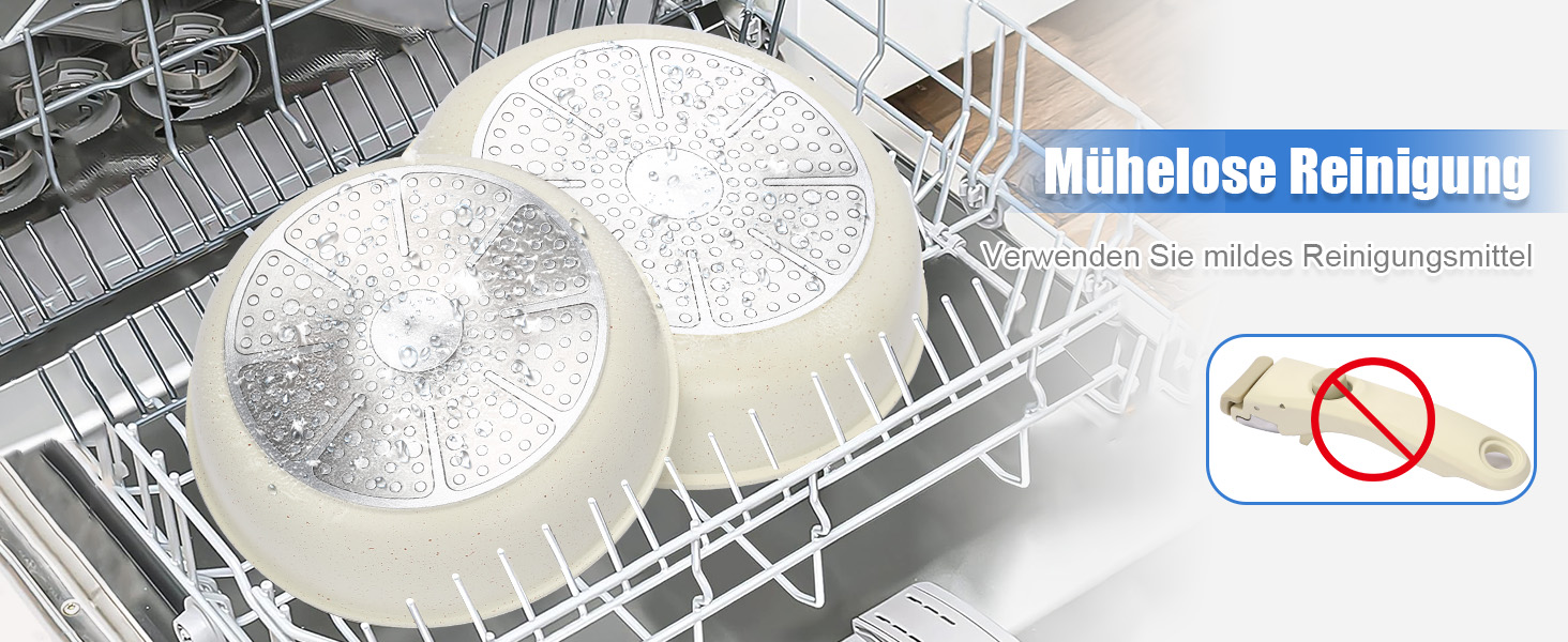 Набір посуду GFTIME 17-ти частинний з антипригарним покриттям Ceramic, для всіх плит (індукція), зі знімними ручками, 20/26 см скляні кришки, без PFOA/PTFE/PFAS