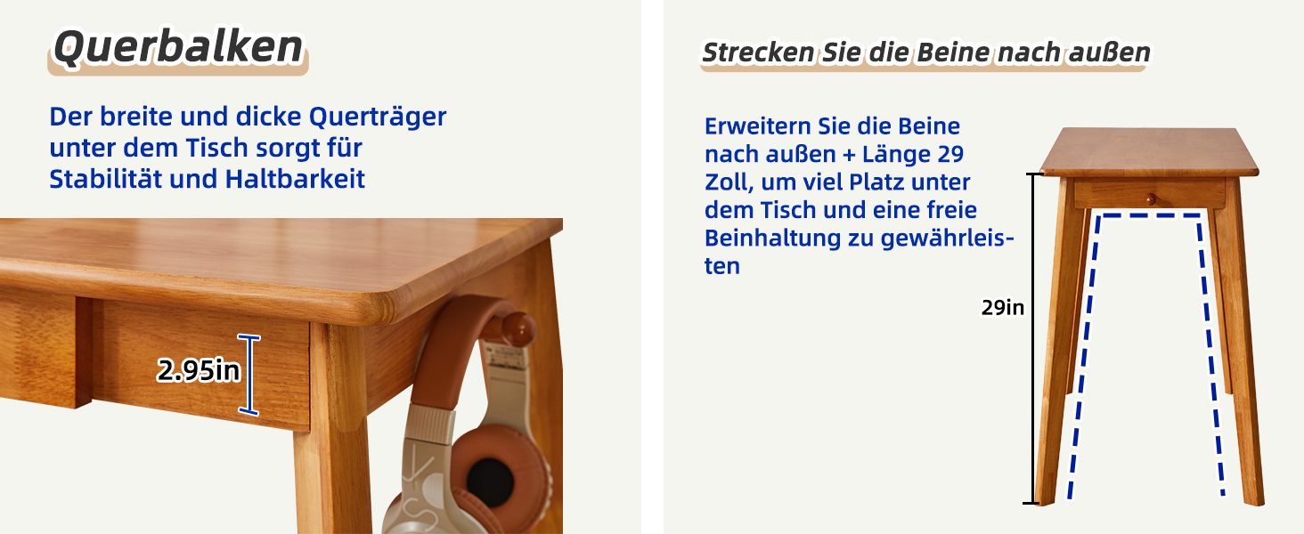 Дерев'яний письмовий стіл з шухлядою та вішалкою, 100 x 50 x 75 см, Колір вишневого дерева, YD-WD01N