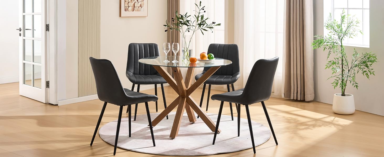 Набір обідніх стільців CLIPOP - 4 шт. з штучної шкіри, зелені, для кухні та вітальні