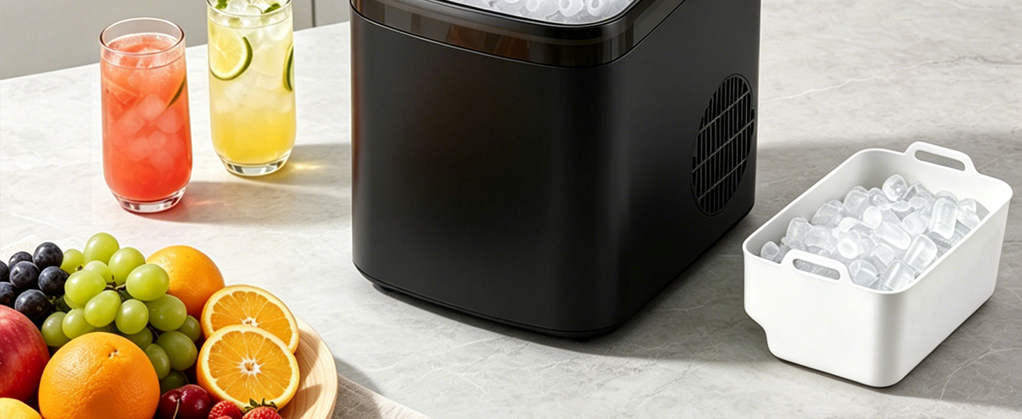 Льодогенератор Citybee з функцією самоочищення, 12 кг/доба, компактний Ice Maker для кухні, офісу та вечірок (Сірий)