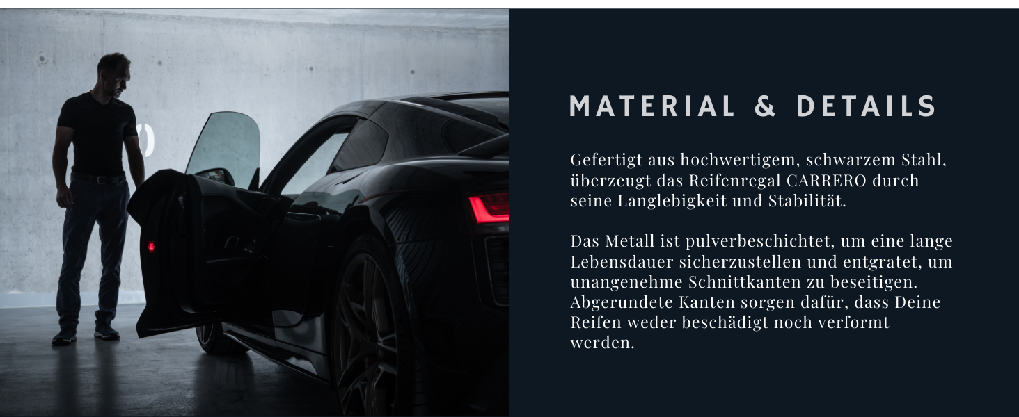 Стелаж для шин PROREGAL CARRERO 104x55x40 см - 8 шин, 2 рівня, чорний