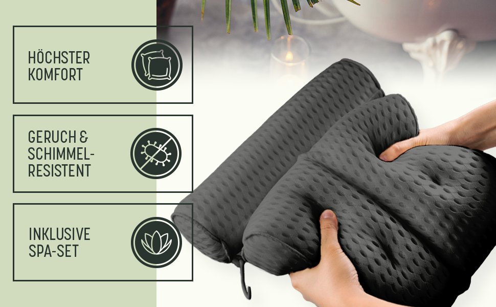 Підголовник для ванни SilverRack MEDIUM-WEICH (темно-сірий) з 3D-системою підтримки та сіткою 4D - комфортне аксесуар для ванни