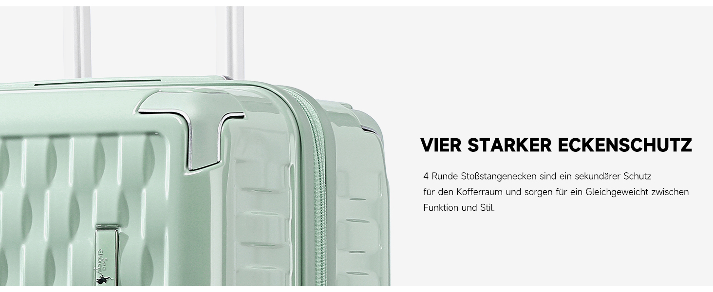 Набір валіз Sea Choice Matcha Grün: 4 шт. (55/65/75 см) з жорстким корпусом, захистом кутів, TSA-замком та косметичкою