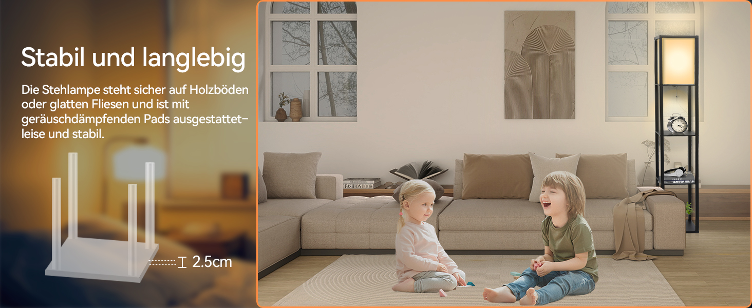 Торшер Fullwatt з дерев'яною полицею та підсвічуванням для спальні та вітальні (чорний)