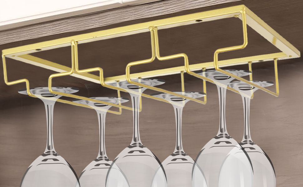 Тримач для келихів вина GBCHOOSE (2 шт.), золото, під шафу, для барів та кухні