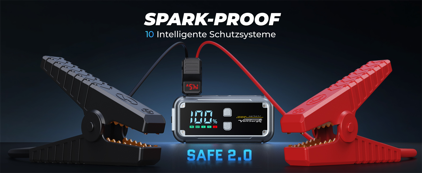 Бустер для автомобіля Starthilfe Powerbank 6000A: портативний пусковий пристрій 12V з USB 3.0, LCD-дисплеєм та ліхтариком для бензинових та дизельних двигунів (до 8.0L)