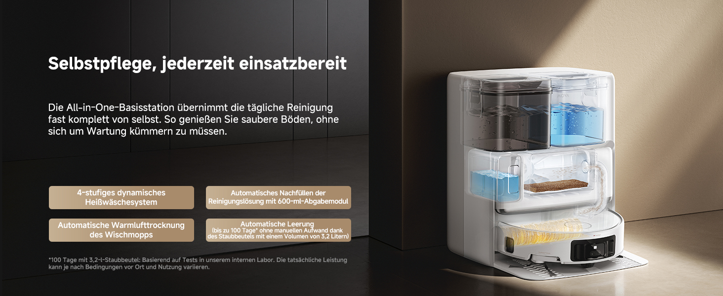 Робот-пилосос Mova V50 Ultra з функцією миття підлоги, 24000 Па, подолання перешкод 6 см, навігація Liftable Navigation+RGB AI+LED, 80°C гаряча вода, 63°C самостійна сушка, DuoSolution System, щітка Tricut (Z60 Ultra Standalone)