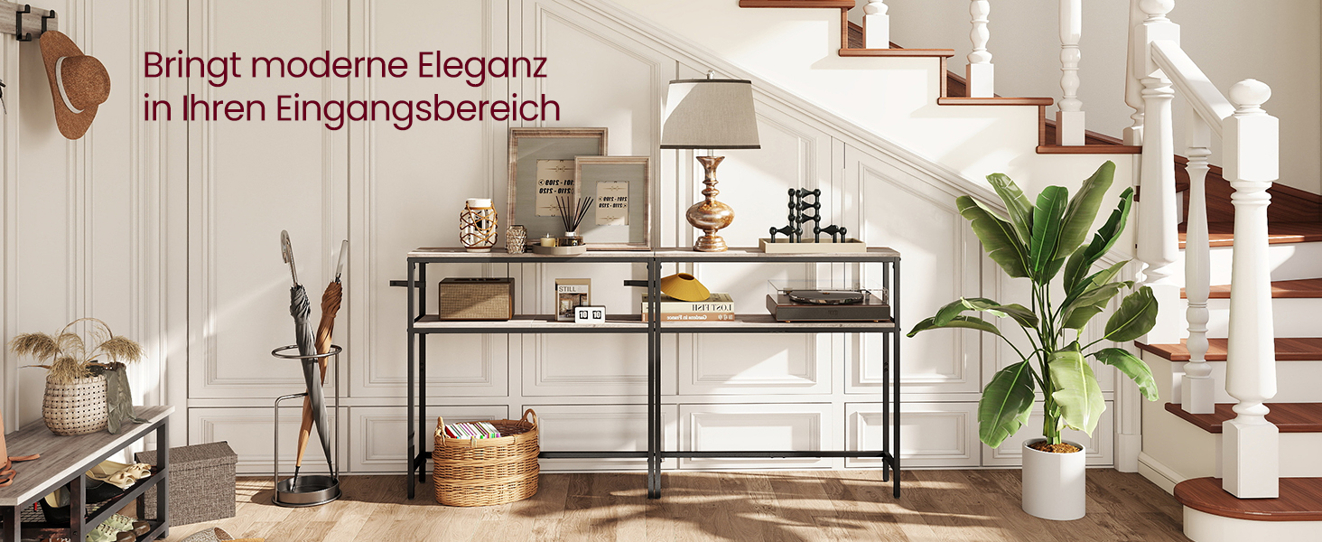 Консоль VASAGLE - вузький столик для вітальні/коридору з 2 ящиками, 20 x 100 x 80 см, сіро-чорний, LNT131B22