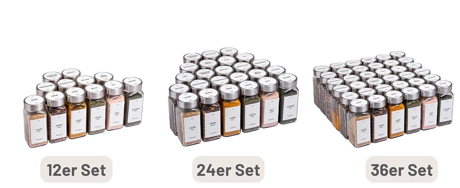 Набір скляних банок для спецій Deco haus® (12 шт.) - організоване зберігання спецій