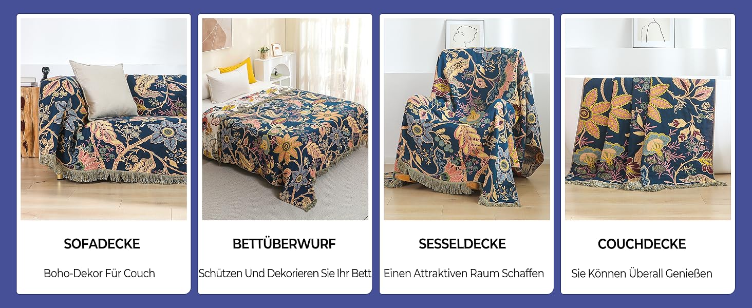 Плед Boho з 100% бавовни, стиль кантрі, 150x200 см, колір гранат