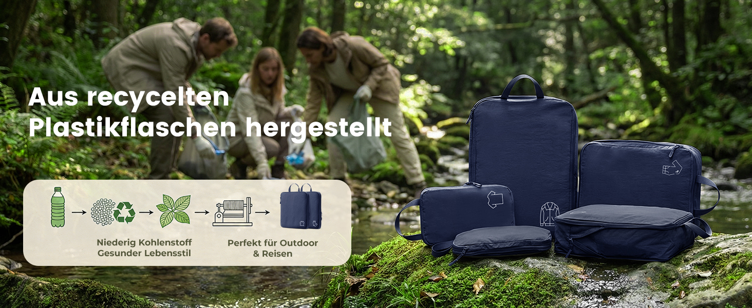 Набір компресійних органайзерів для одягу в дорогу (5 шт), нейлонові дорожні сумки-кубики для валізи та рюкзака, темно-синій