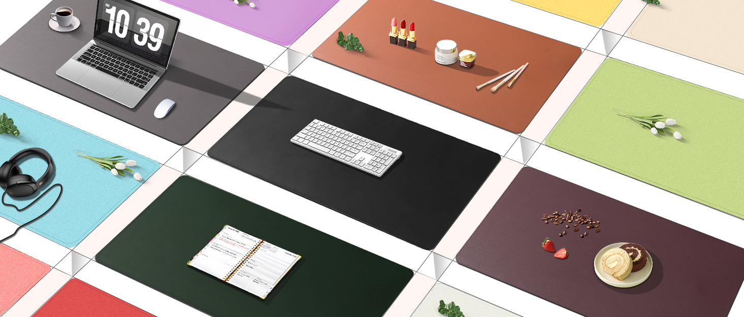 Двостороння шкіряна підкладка на стіл 120x60 см, водонепроникний захисний килимок для робочого столу з замшею (Чорний)