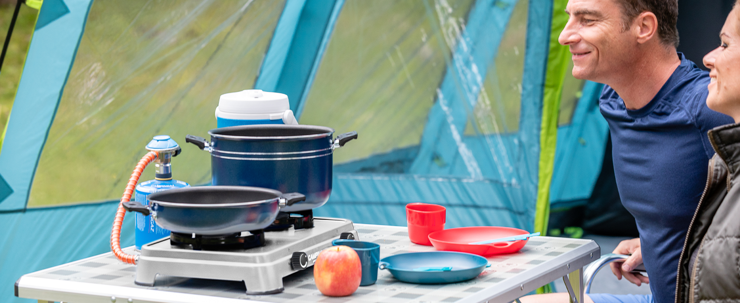 Газовий намет Campingaz Camping Cook CV - 2 конфорки, сірий, для кемпінгу, працює на картриджах