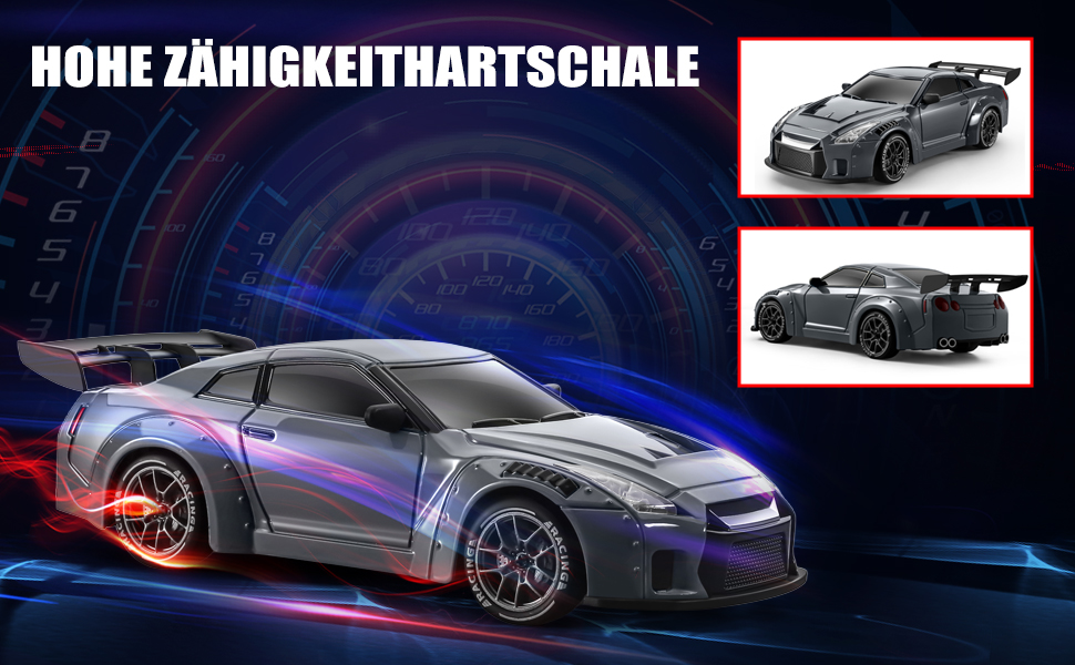 RC Drift Car ACAMMZAR 1:24, 4WD, 20 км/год, з LED підсвіткою, 2 акумулятори, для дітей від 4 років та дорослих - блакитний S815