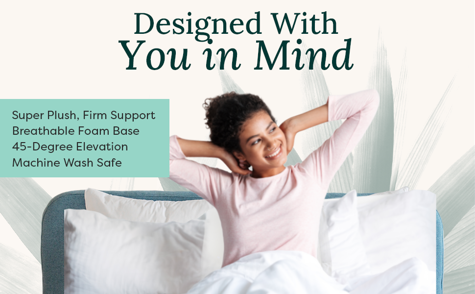 Бамбукове подушка-валик під ноги та коліна Zen - для підйому ніг та зняття напруги - зручна подушка-валик для ліжка та дивану - знімний чохол