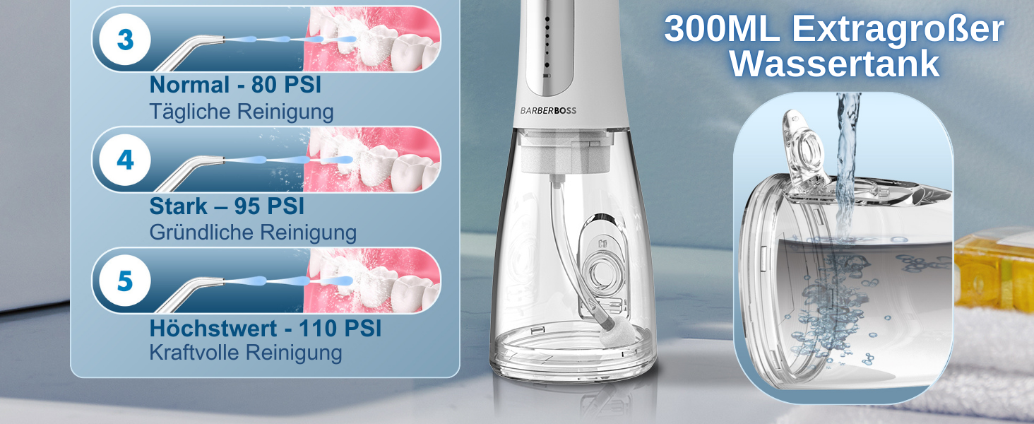 Електрична ірigator для порожнини рота BarberBoss QR-7024 (білий) - 5 насадок, різні режими очищення