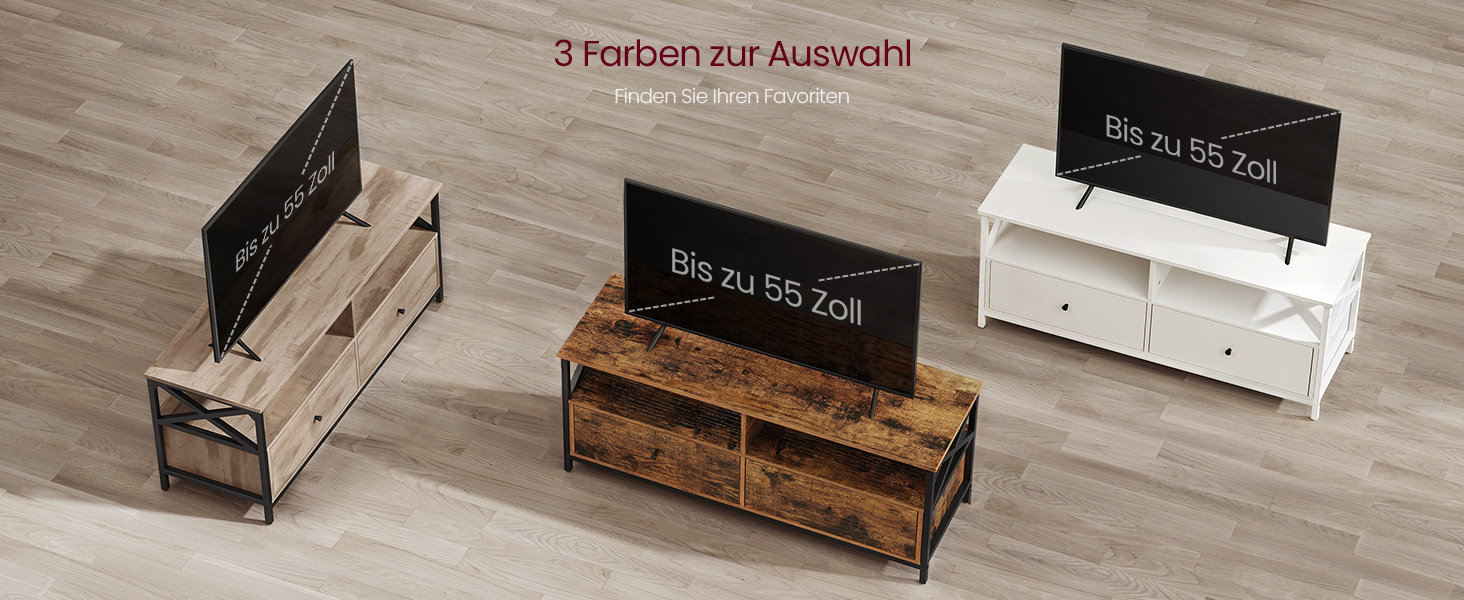 Тумба під ТВ VASAGLE, 120 см, для телевізора до 55 дюймів, 2 шухляди, 2 відкриті полиці, сталевий каркас, вінтажний колір, LTV300B01