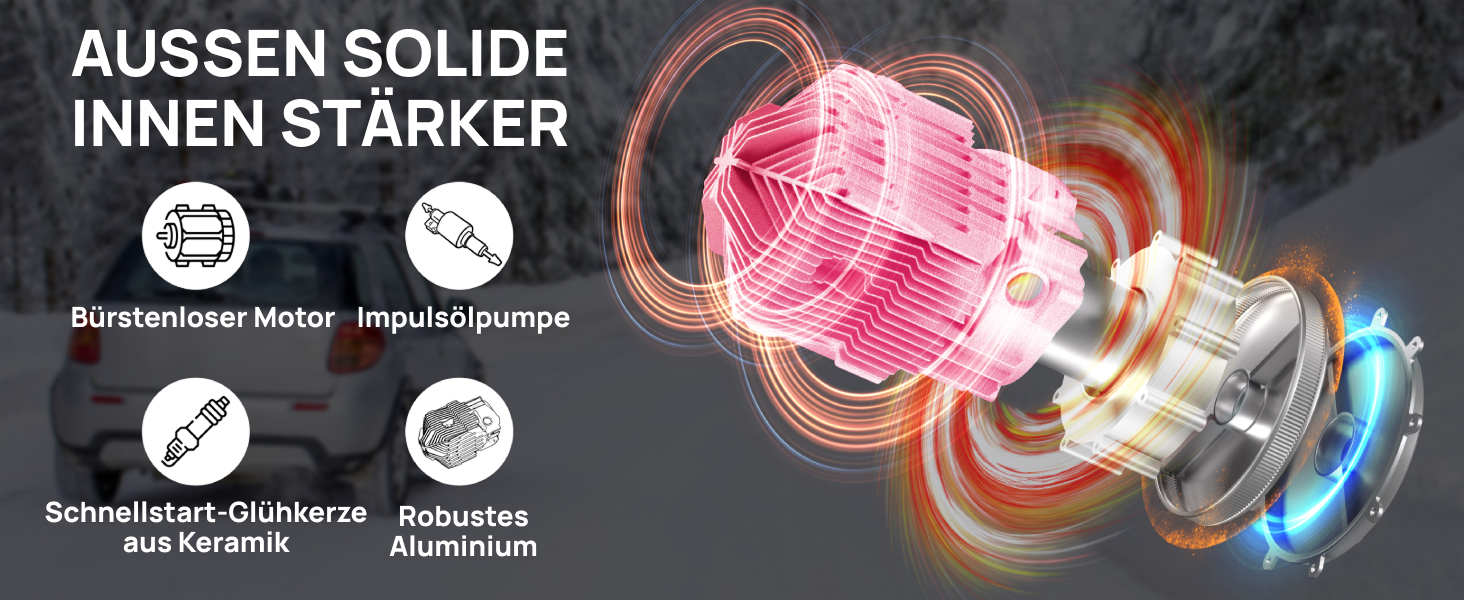 Дизевий опалювач TURBRO 8kW з баком 5L, 12V/24V, LCD-дисплеєм, пультом ДУ та Bluetooth, таймер, для автодому, вантажівки, човна, намету