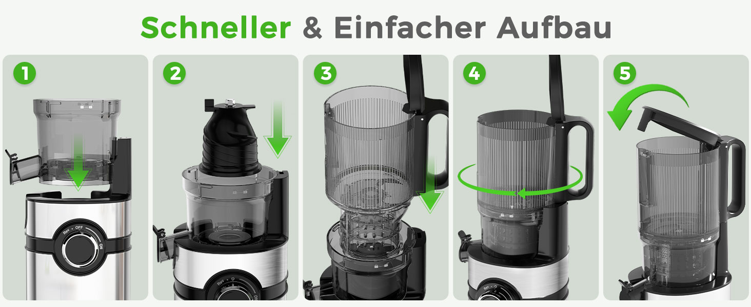 Шокер YASHE для вичавлювання соку, повільний соковичавник з широким завантажувальним отвором 12,7 см для цілих фруктів та овочів, соковичавниця з автоматичною подачею, висока вихідність соку, легко миється, чорний