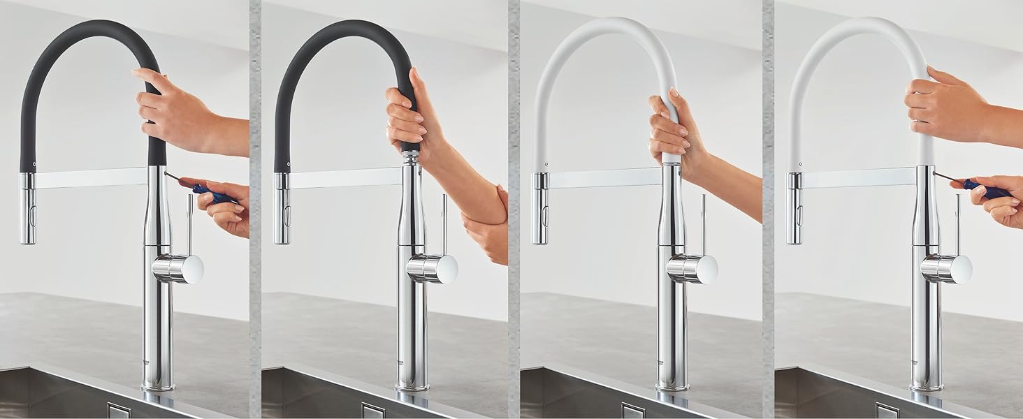 Змішувач кухонний GROHE Essence з висувним душем, поворотний 360°, хром - 30294000