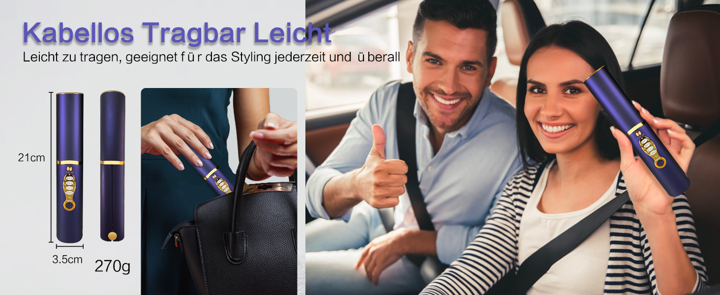 Бездротовий випрямляч для волосся Titan 2-в-1 з акумулятором 5000mAh (щипці-випрямляч, локони) блакитного кольору для всіх типів волосся