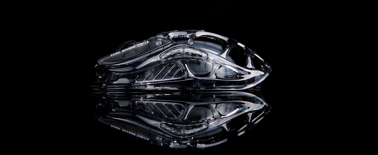 GravaStar Mercury M2 Бездротова ігрова миша з 26000 DPI, сенсор PAW3395, 79г, 5 RGB-режимів, 5 програмованих кнопок, Tri-Mode (2.4GHz/Bluetooth/кабель), для PC/Mac – (Прозорий чорний)