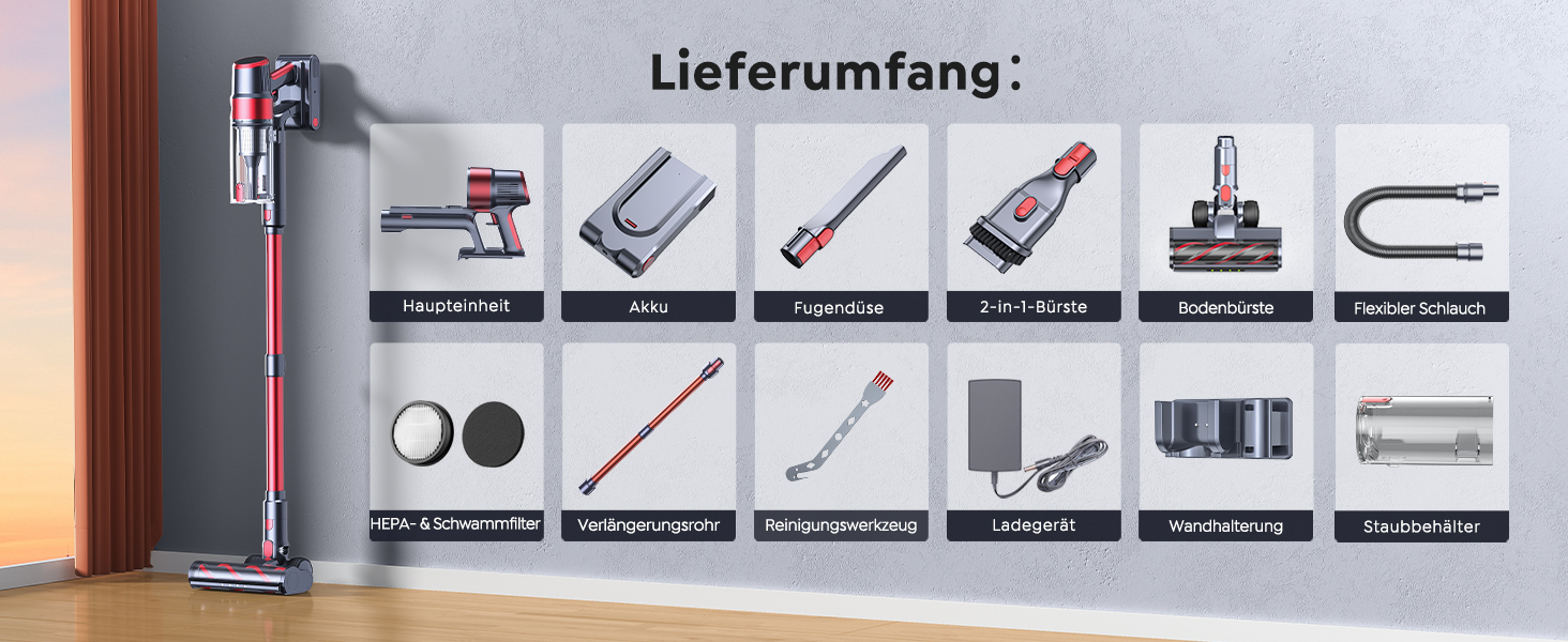 Бездротовий акумуляторний пилосос SunSare 600W з потужністю всмоктування 50000Pa, 65 хвилин роботи, док-станція, автоматичний режим, сенсорний екран, висувний шланг 1м для твердих поверхонь, килимів та шерсті тварин