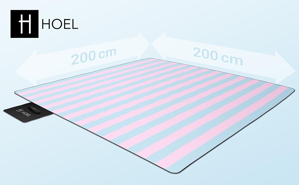 Ковдра для пікніка HOEL 200x200 см водонепроникна блакитно-рожева
