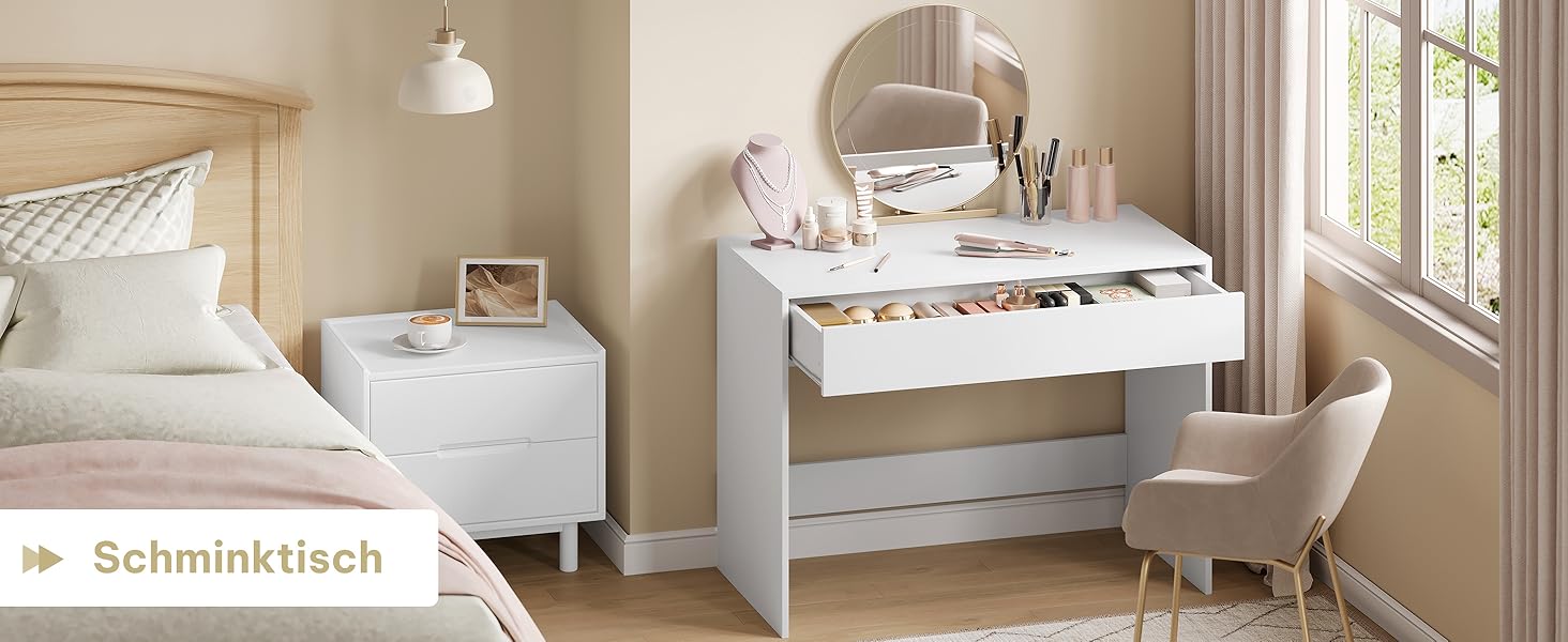 Комп'ютерний стіл з ящиками для дітей та спальні, мінімалістичний дизайн, 100x50x75 см, білий