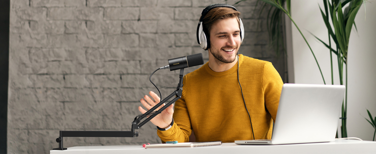 Мікрофонна стійка Tonor T40LP з гнучким кріпленням для мікрофона (чорна, пружинний механізм) - для геймінгу, подкастів, запису