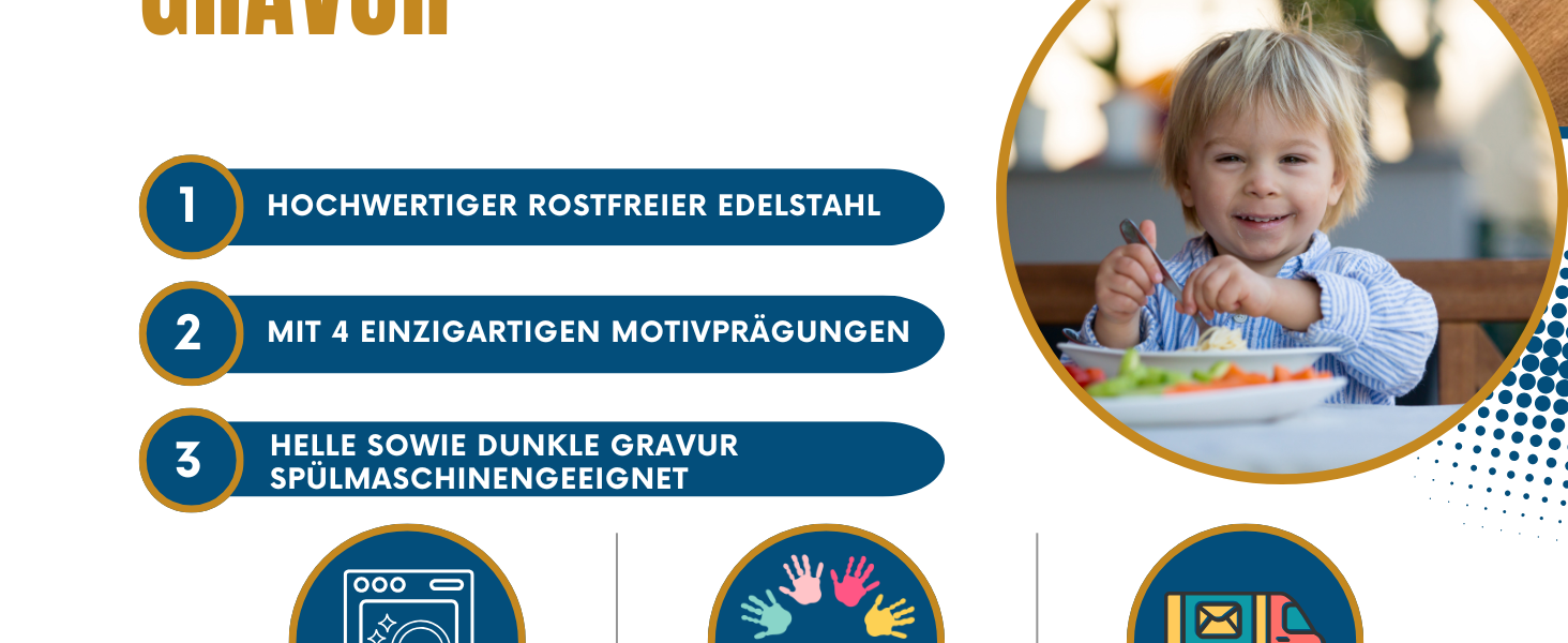 Набір дитячого посуду Kinderbesteck з гравіюванням 'Друзі лісу', 4 шт. з іменем, з нержавіючої сталі