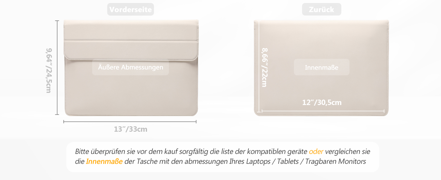 Сумка-чохол для ноутбука HYZUO 13 дюймів з підставкою для MacBook Air, бежева