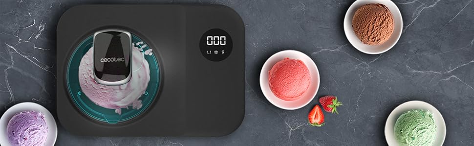 Машина для приготування морозива Cecotec Gelacy 1200 Touch, 1,2 л, чорний. Електрична, з компресором, сенсорний дисплей, швидке заморожування за 30 хвилин