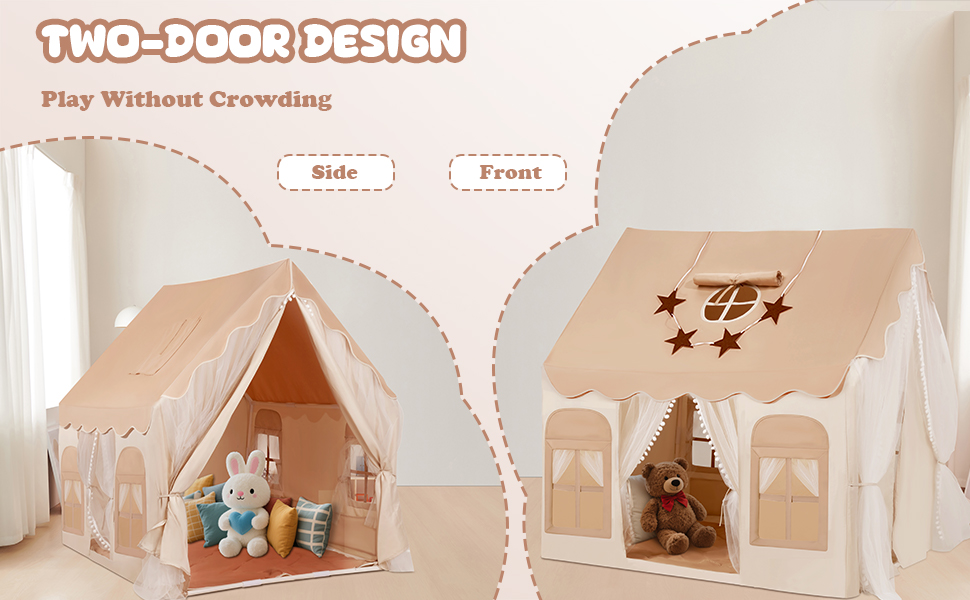 Дитяче намет-ігровий будиночок Snookids Kinderzelt Indoor з килимком, ліхтариками, прикрасами-веселкою та прапорцем-зіркою для хлопчиків та дівчаток